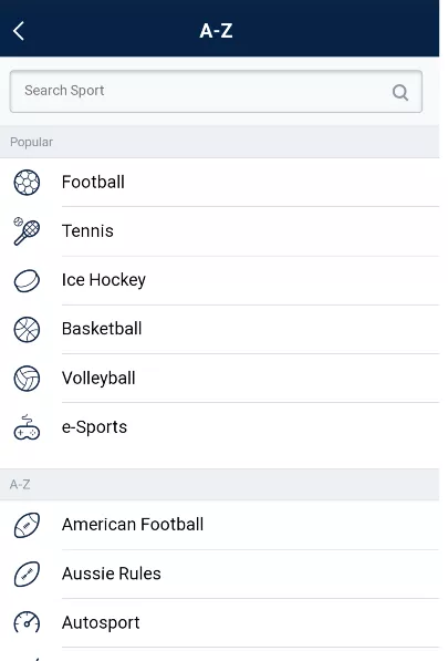 Marathonbet Sport catalog